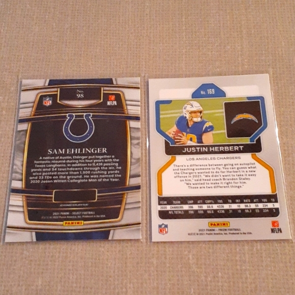 4 NFL Cards Cowboys Chargers Colts Lions Herbert Lamb Goff Ehlinger - Picture 8 of 8